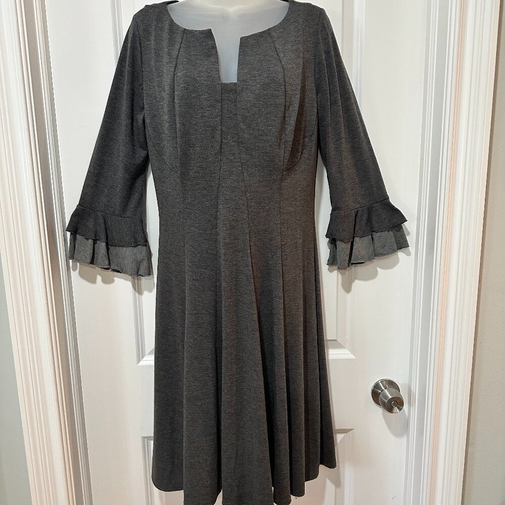 New rabbit,rabbit,rabbit Designs Dark Gray Midi Dress, Size 12 (NWOT)